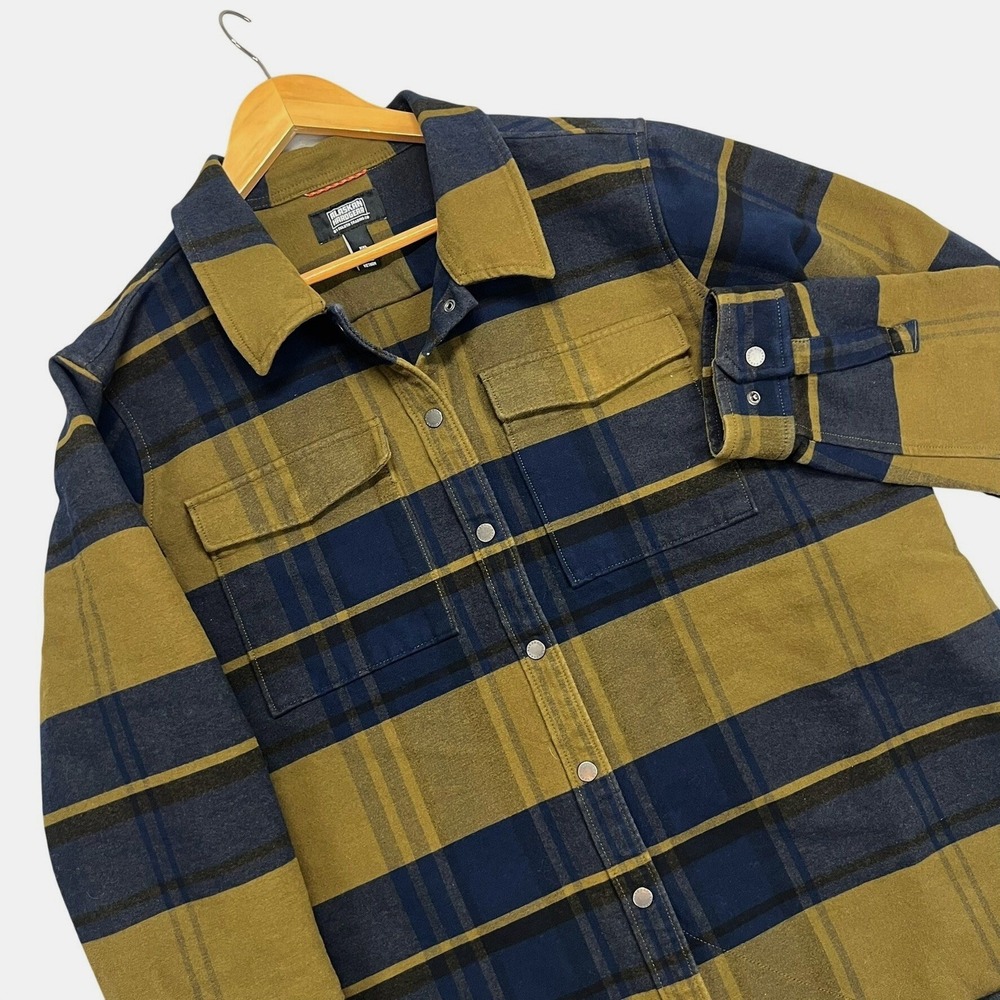 Alaskan Hardgear Duluth Trading Co Mens XXL Plaid Heavy Flannel Snap Shirt Olive
